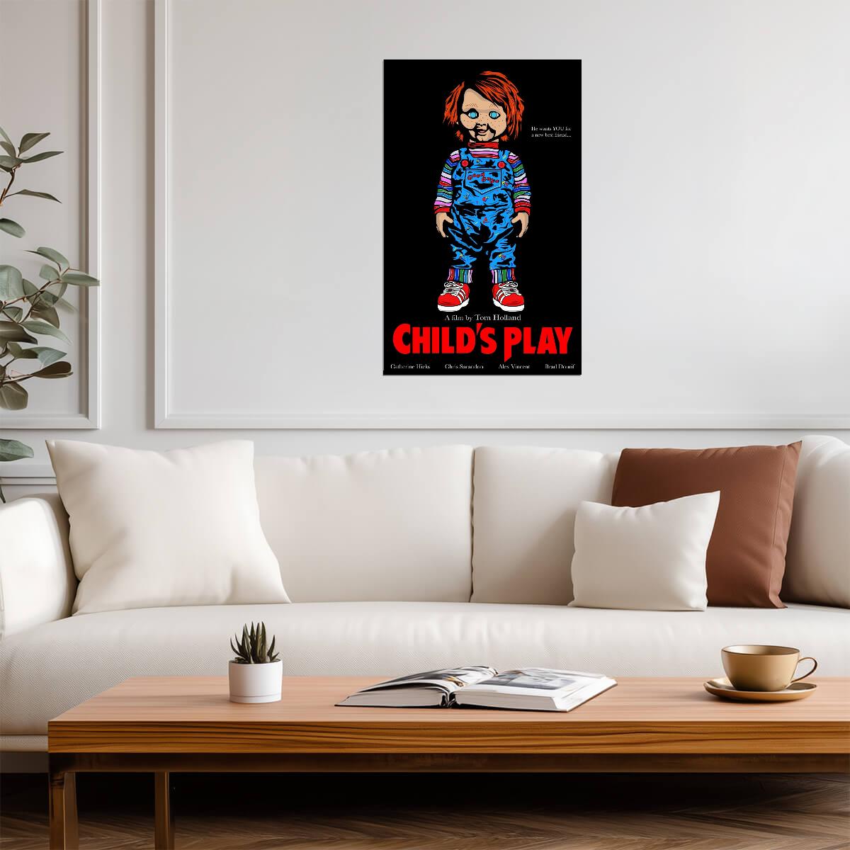 Child's Play 1988 Movie Poster | Chucky Doll Illustration - Movies & TV Poster