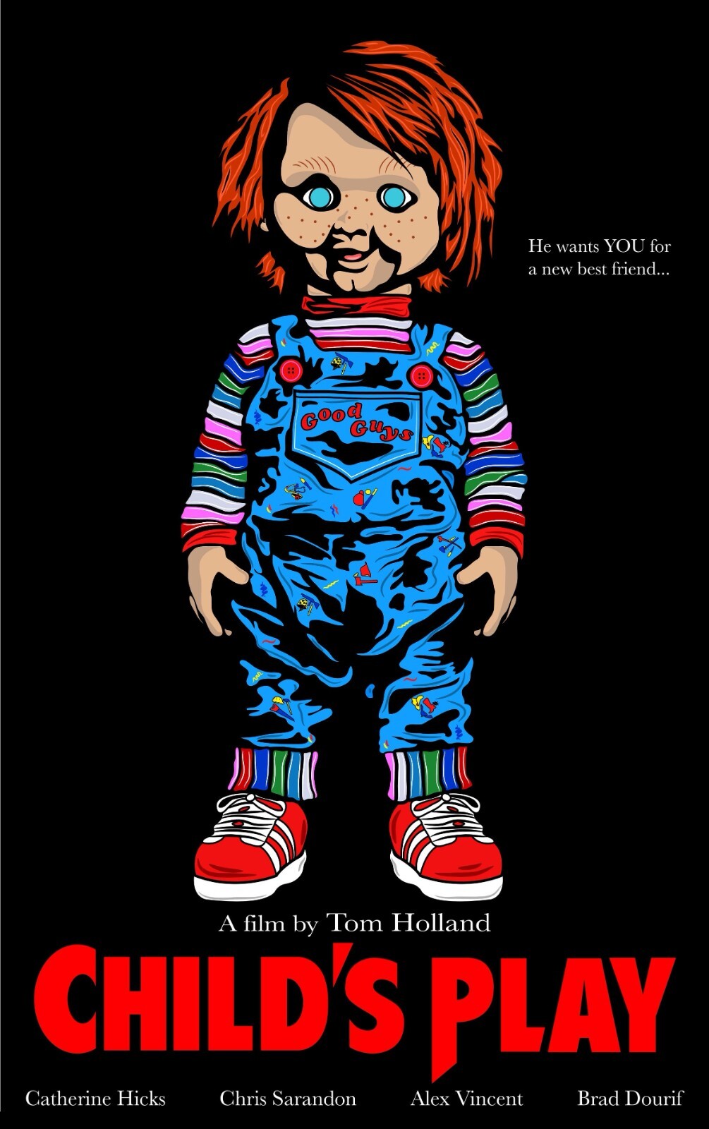 Child's Play 1988 Movie Poster | Chucky Doll Illustration - Movies & TV Poster