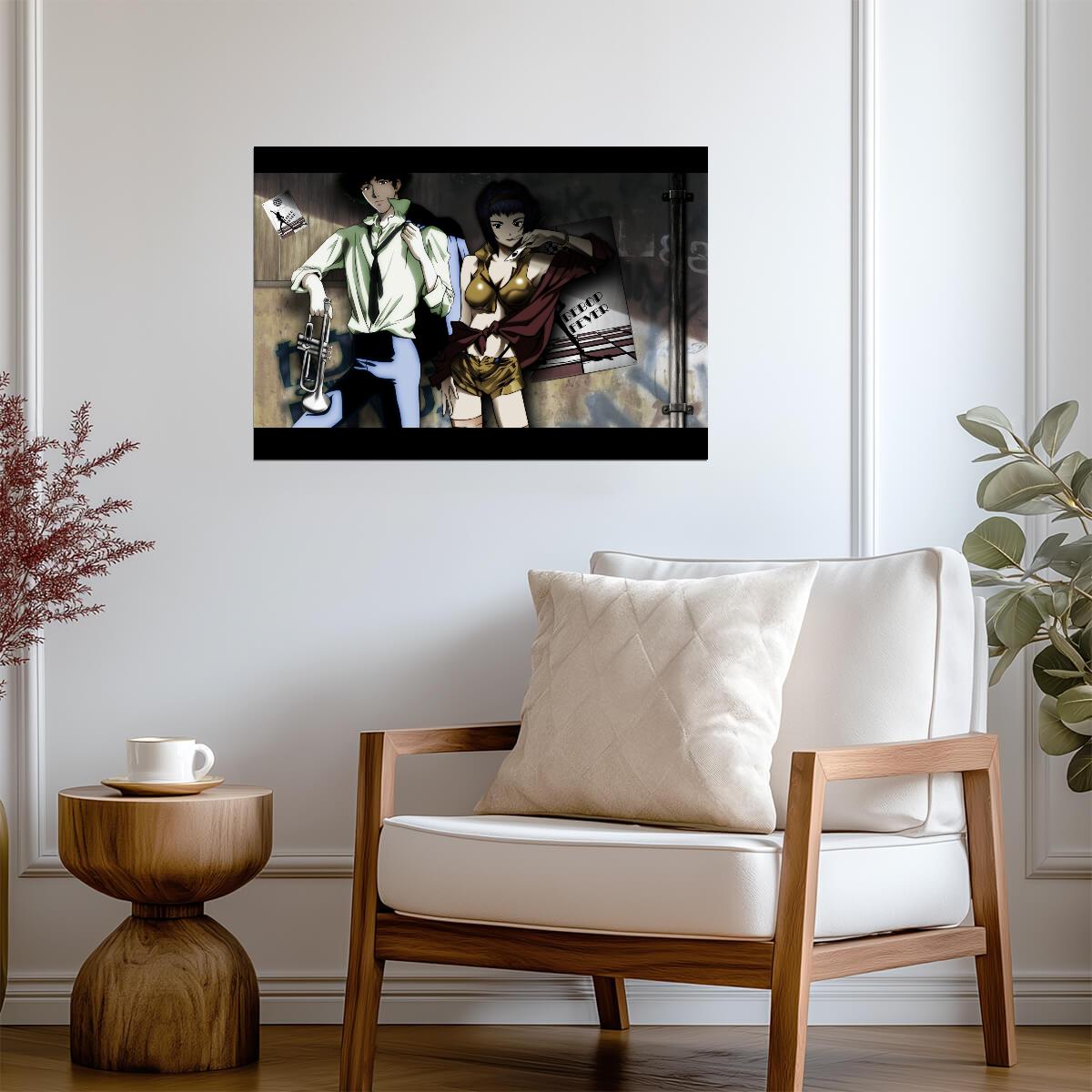 Cowboy Bebop Poster | Spike Spiegel and Faye Valentine with Guns - Anime Poster