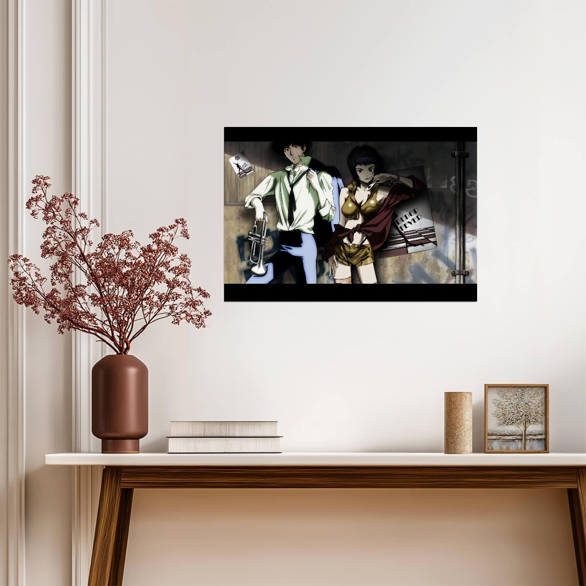 Cowboy Bebop Poster | Spike Spiegel and Faye Valentine with Guns - Anime Poster