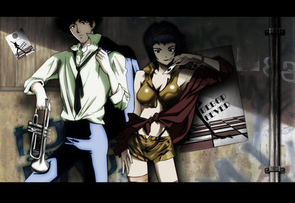Cowboy Bebop Poster | Spike Spiegel and Faye Valentine with Guns - Anime Poster
