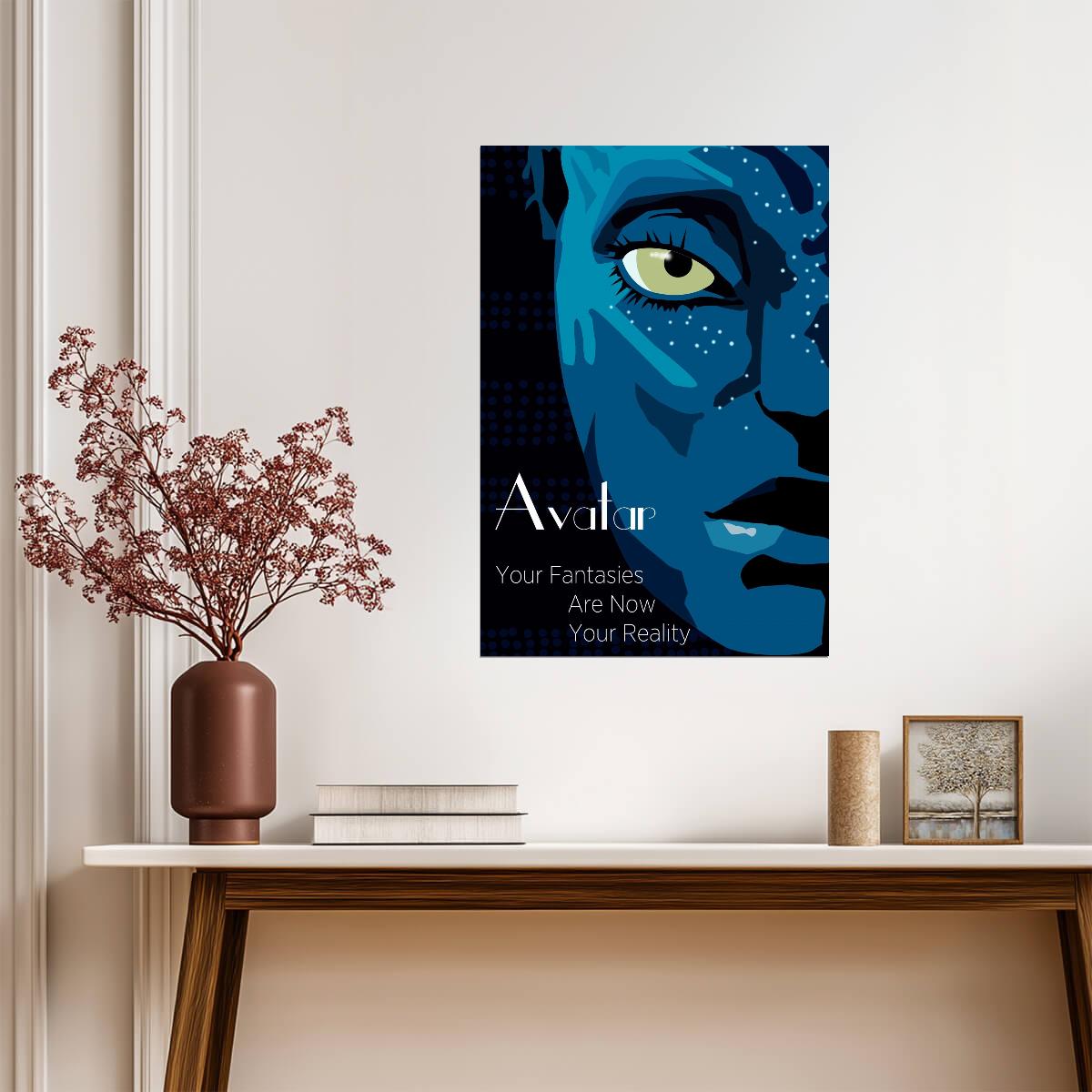 Avatar 2009 Movie Poster | Graphic Na'vi Face and Yellow Eye - Movies & TV Poster