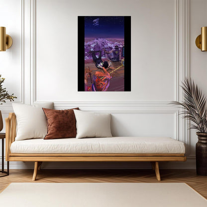 Cowboy Bebop Poster | Spike and the Crew in a Purple Alien Landscape - Anime Poster