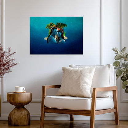 Avatar 2009 Movie Poster | Jake and Neytiri beneath Palm Trees - Movies & TV Poster