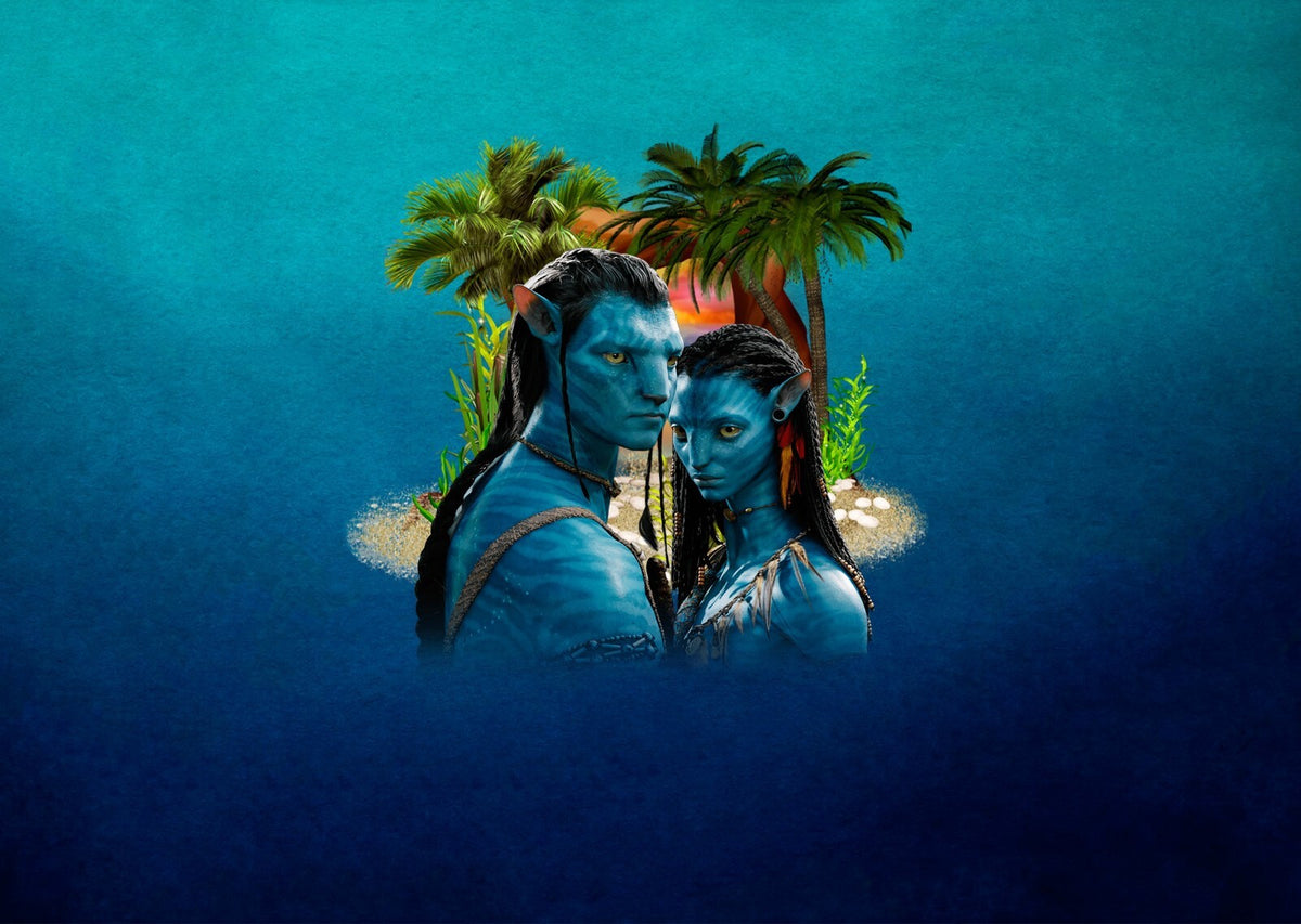 Avatar 2009 Movie Poster | Jake and Neytiri beneath Palm Trees - Movies & TV Poster