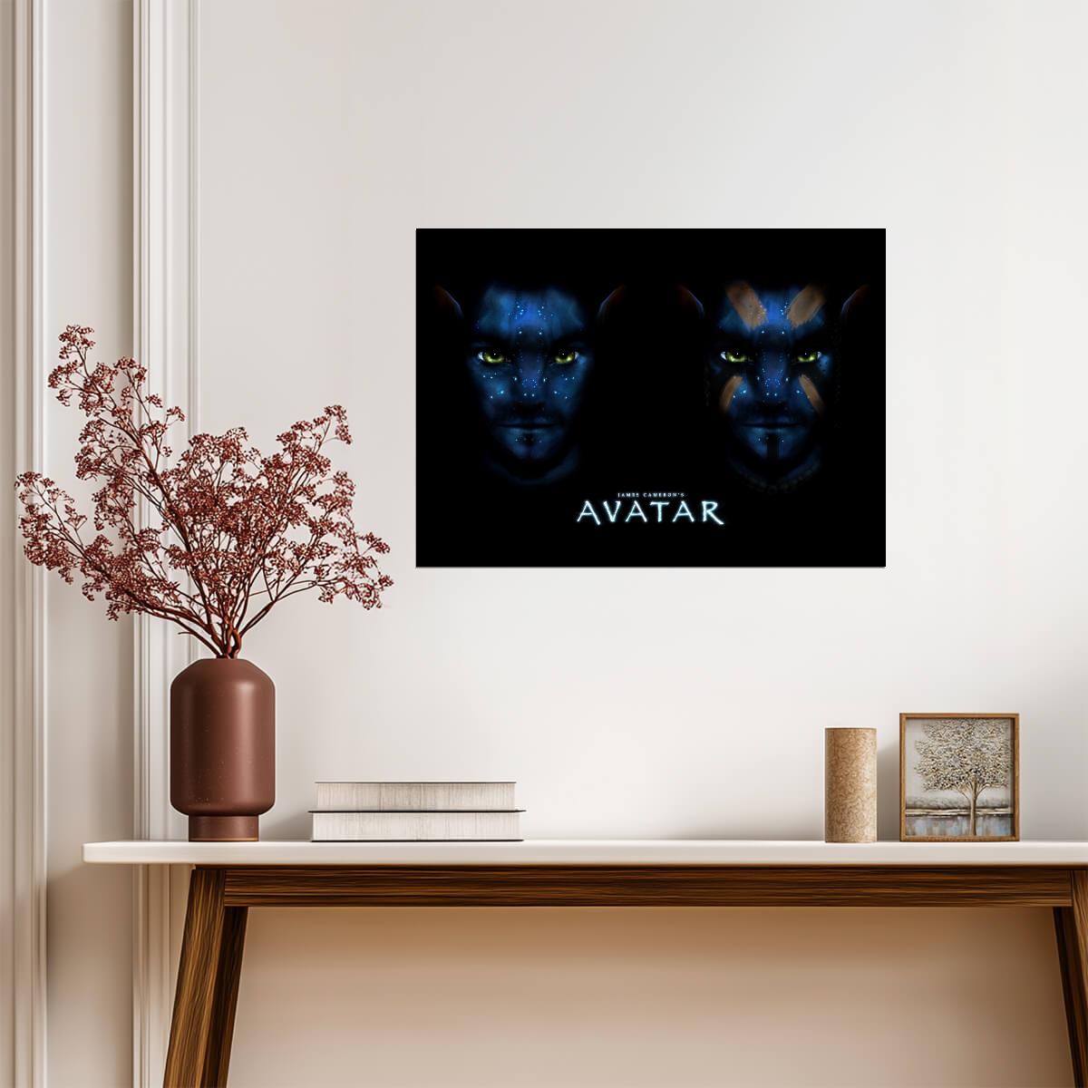 Avatar 2009 Movie Poster | Jake and Neytiri Blue Face Diptych - Movies & TV Poster