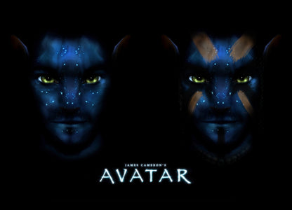 Avatar 2009 Movie Poster | Jake and Neytiri Blue Face Diptych - Movies & TV Poster