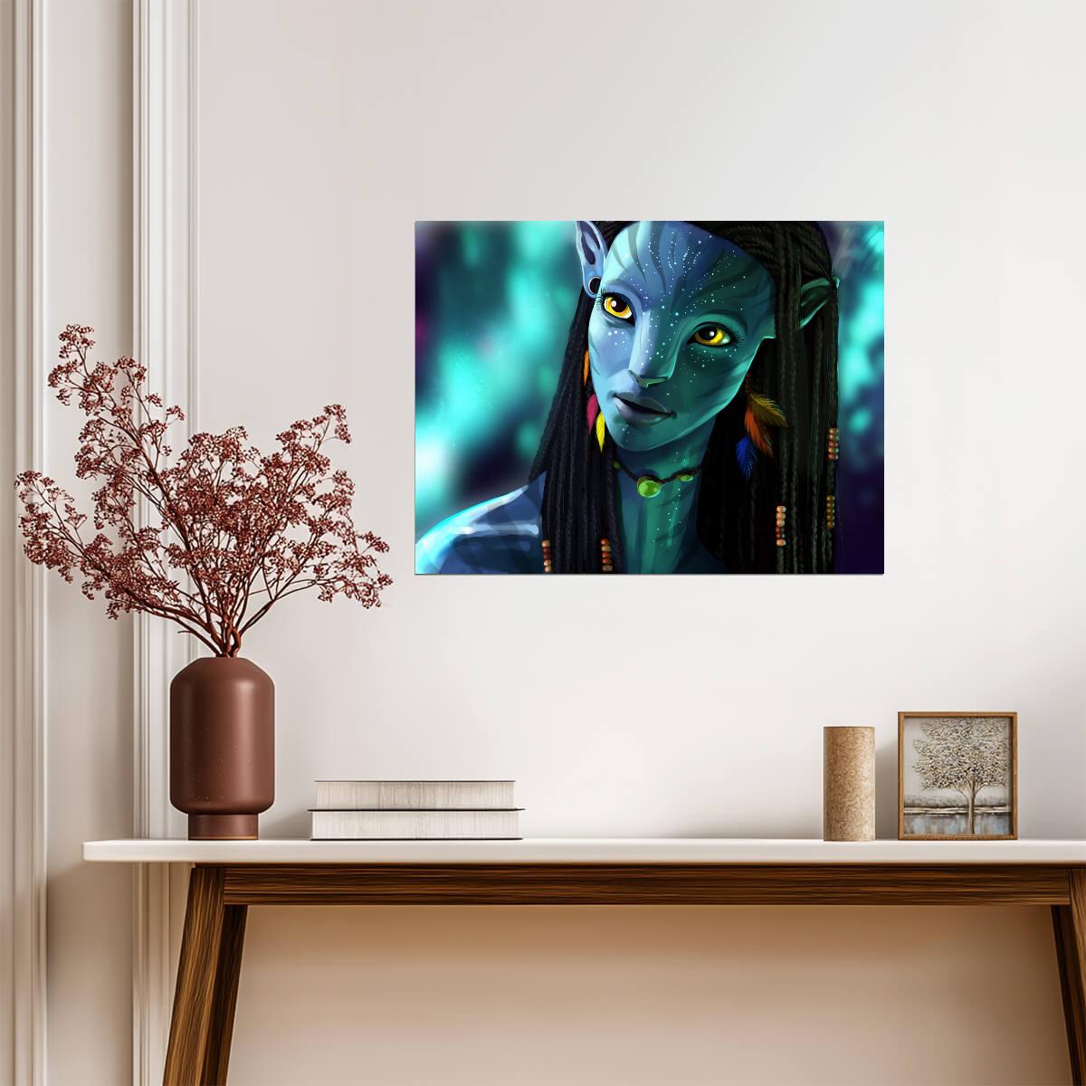 Avatar 2009 Movie Poster | Neytiri in Green Forest Light - Movies & TV Poster