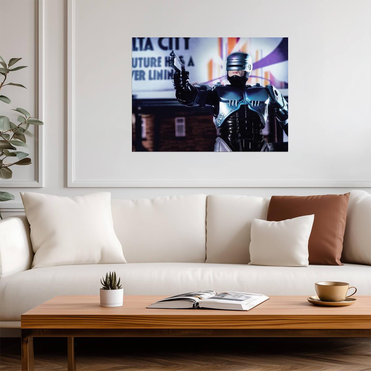 RoboCop 1987 Movie Poster | RoboCop Aiming in the Street - Movies & TV Poster