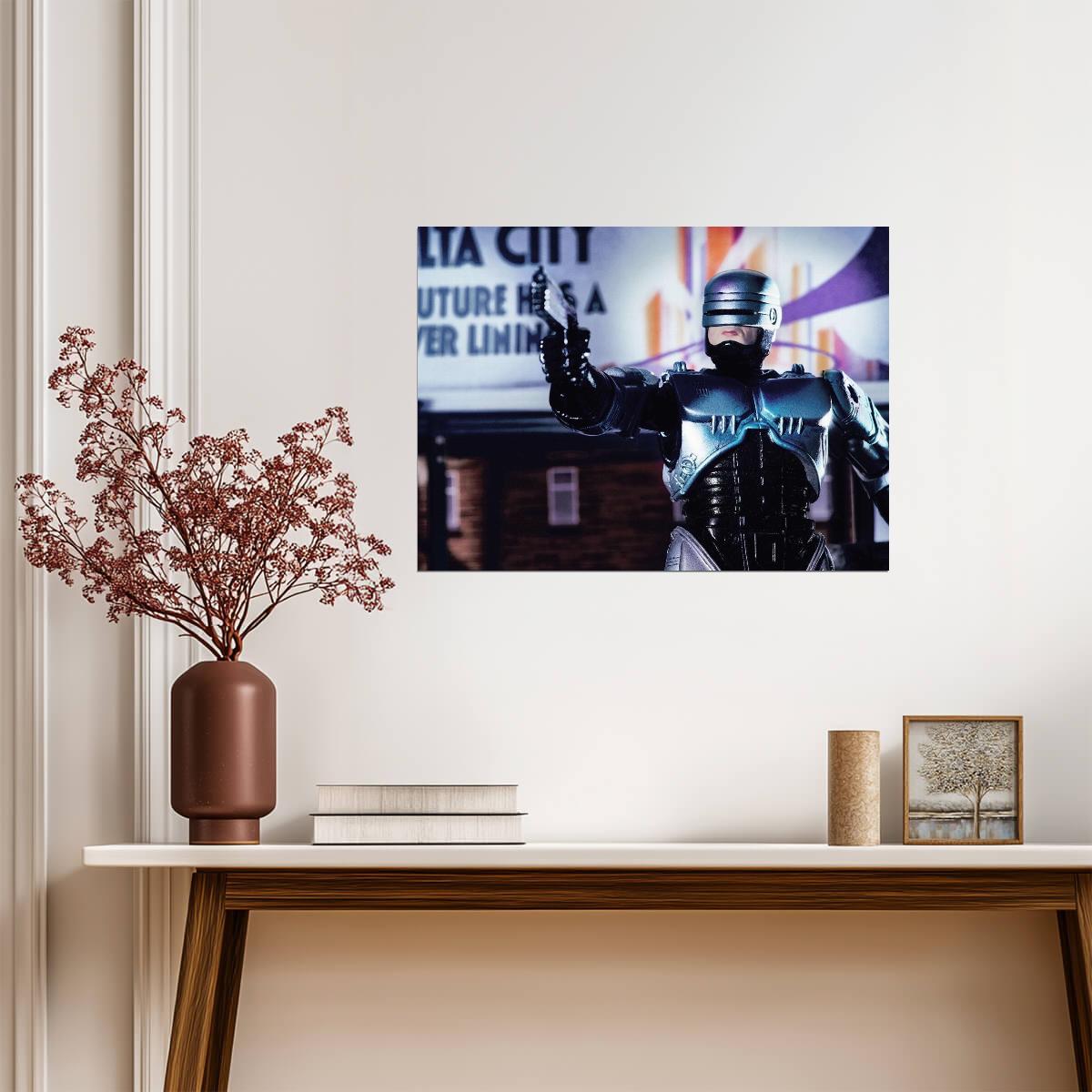 RoboCop 1987 Movie Poster | RoboCop Aiming in the Street - Movies & TV Poster