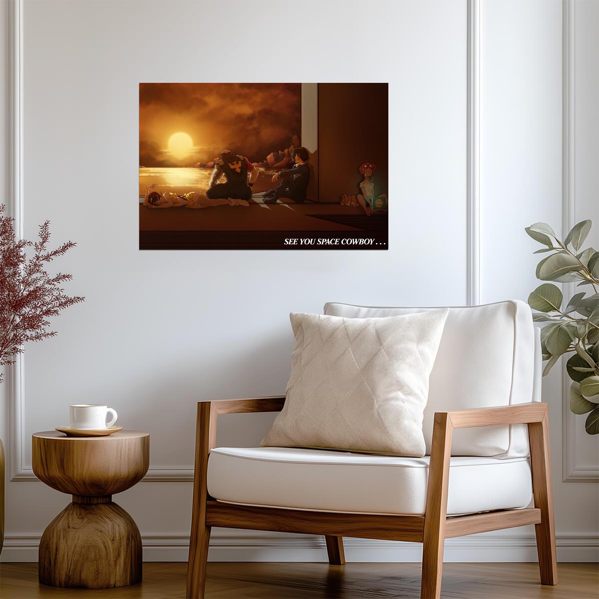 Cowboy Bebop Poster | Crew at Sunset | See You Space Cowboy - Anime Poster