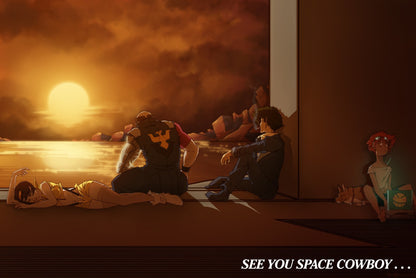 Cowboy Bebop Poster | Crew at Sunset | See You Space Cowboy - Anime Poster