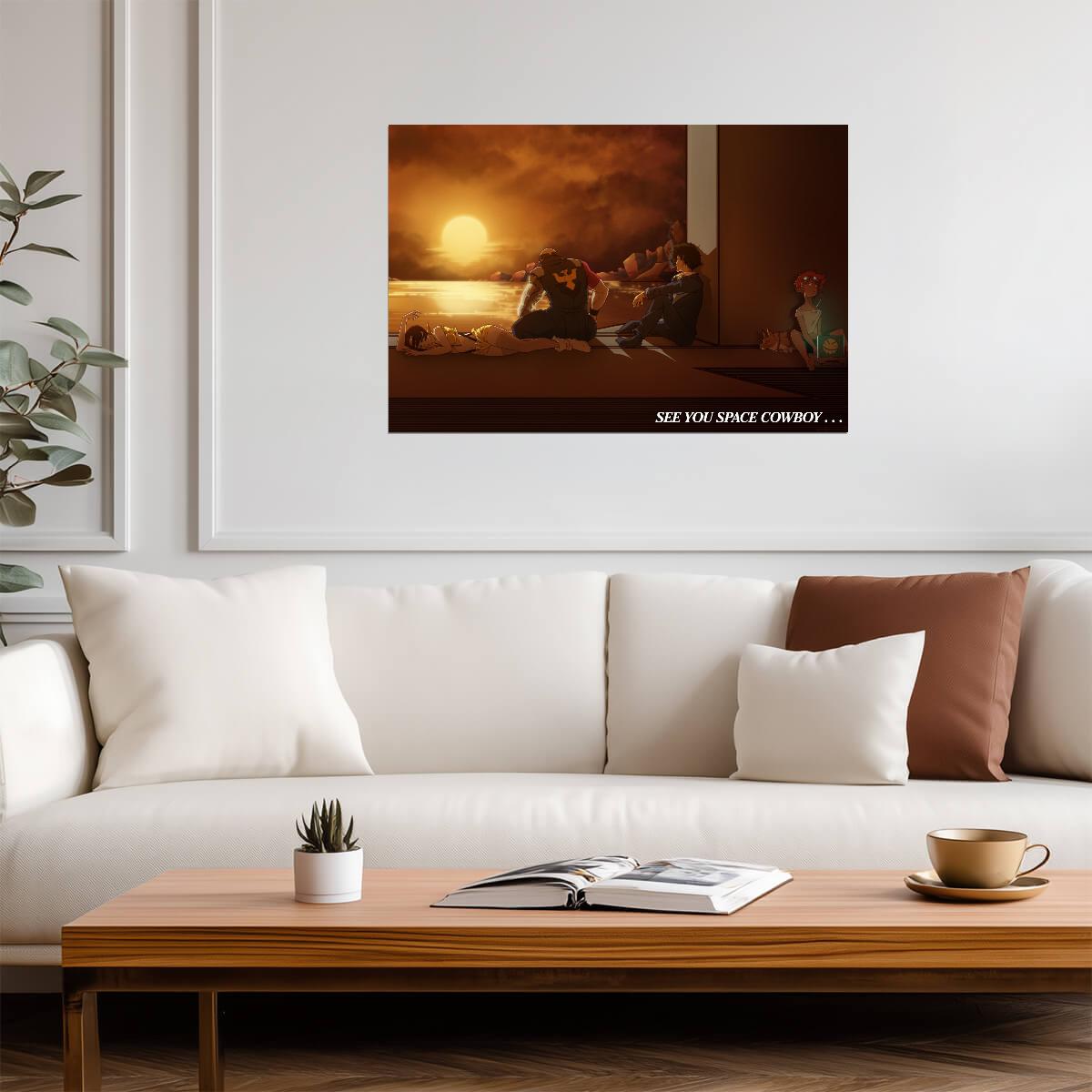 Cowboy Bebop Poster | Crew at Sunset | See You Space Cowboy - Anime Poster