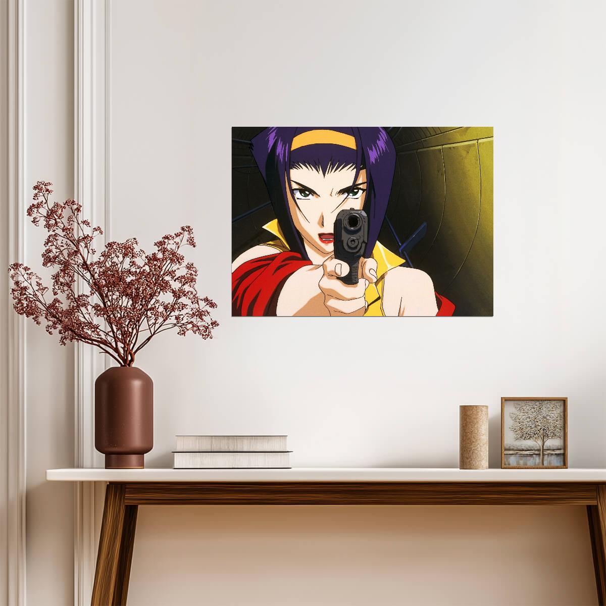 Cowboy Bebop Poster | Faye Valentine Aiming a Pistol - Anime Poster