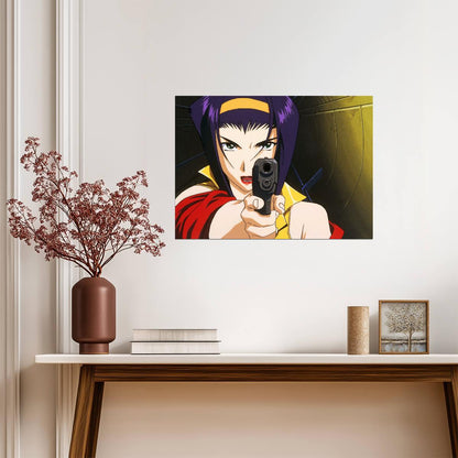 Cowboy Bebop Poster | Faye Valentine Aiming a Pistol - Anime Poster