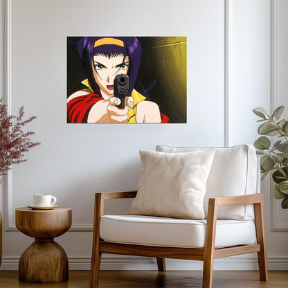 Cowboy Bebop Poster | Faye Valentine Aiming a Pistol - Anime Poster