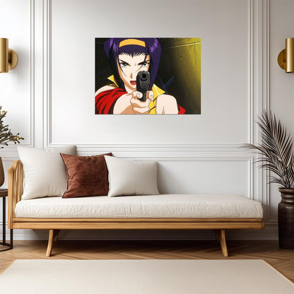 Cowboy Bebop Poster | Faye Valentine Aiming a Pistol - Anime Poster