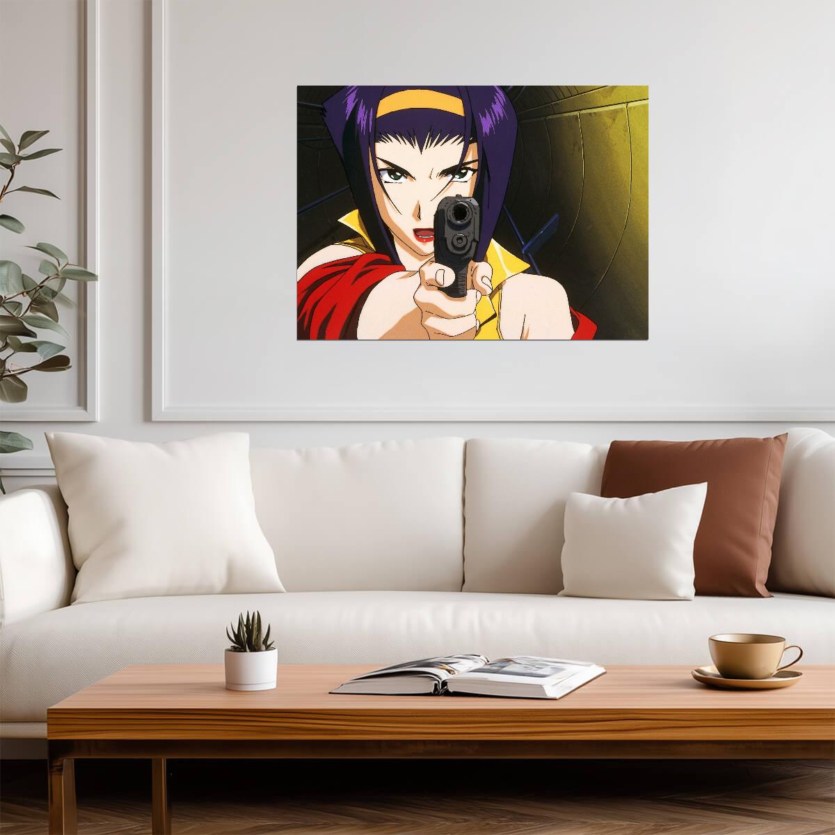 Cowboy Bebop Poster | Faye Valentine Aiming a Pistol - Anime Poster