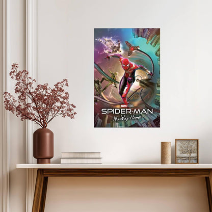 Spider-Man No Way Home Movie Poster | Spider-Man Fighting Doctor Octopus - Movies & TV Poster
