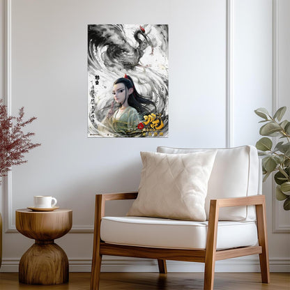 Ne Zha 2 Movie Poster | Crane Child Ink Style Portrait - Movies & TV Poster