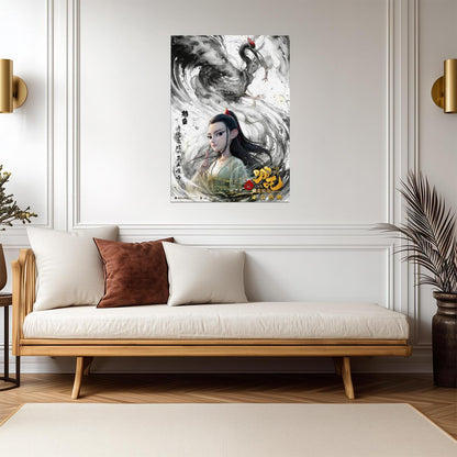 Ne Zha 2 Movie Poster | Crane Child Ink Style Portrait - Movies & TV Poster