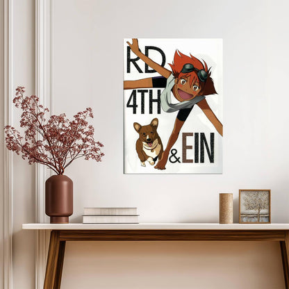 Cowboy Bebop Poster | Edward and Ein on a White Background - Anime Poster