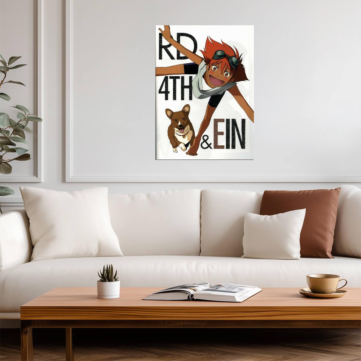 Cowboy Bebop Poster | Edward and Ein on a White Background - Anime Poster