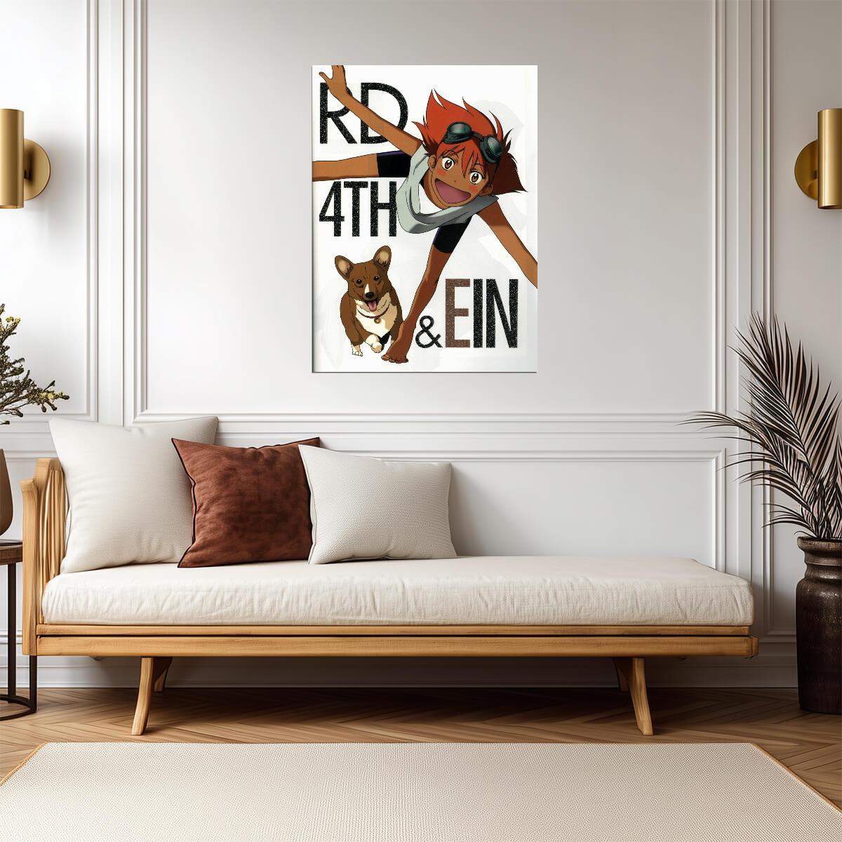 Cowboy Bebop Poster | Edward and Ein on a White Background - Anime Poster