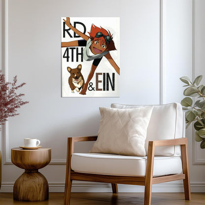 Cowboy Bebop Poster | Edward and Ein on a White Background - Anime Poster