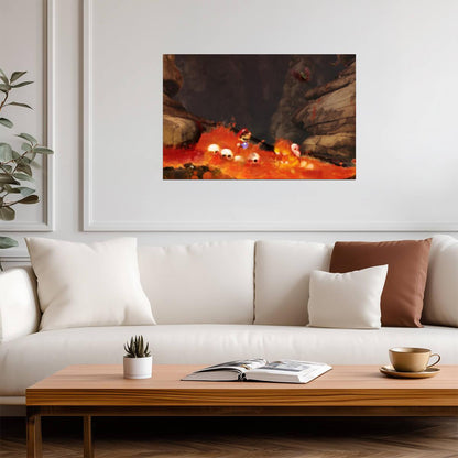 Super Mario Poster | Mario Among Lava and Fireballs - Video Games Poster