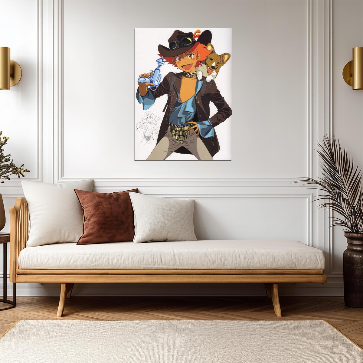 Cowboy Bebop Poster | Edward and Ein in Steampunk Outfits - Anime Poster