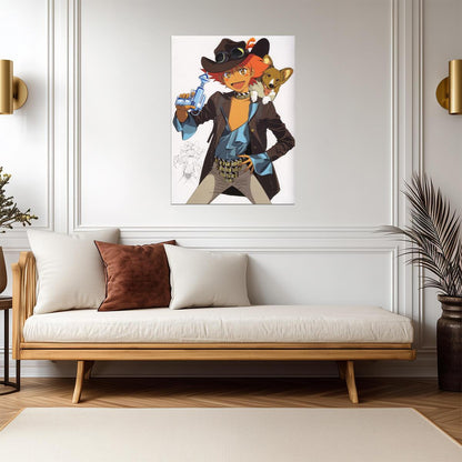 Cowboy Bebop Poster | Edward and Ein in Steampunk Outfits - Anime Poster