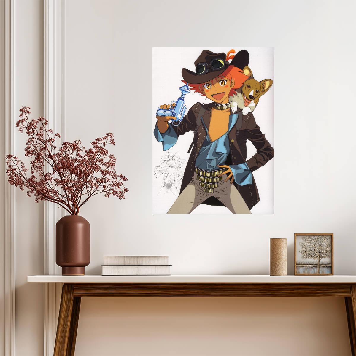 Cowboy Bebop Poster | Edward and Ein in Steampunk Outfits - Anime Poster