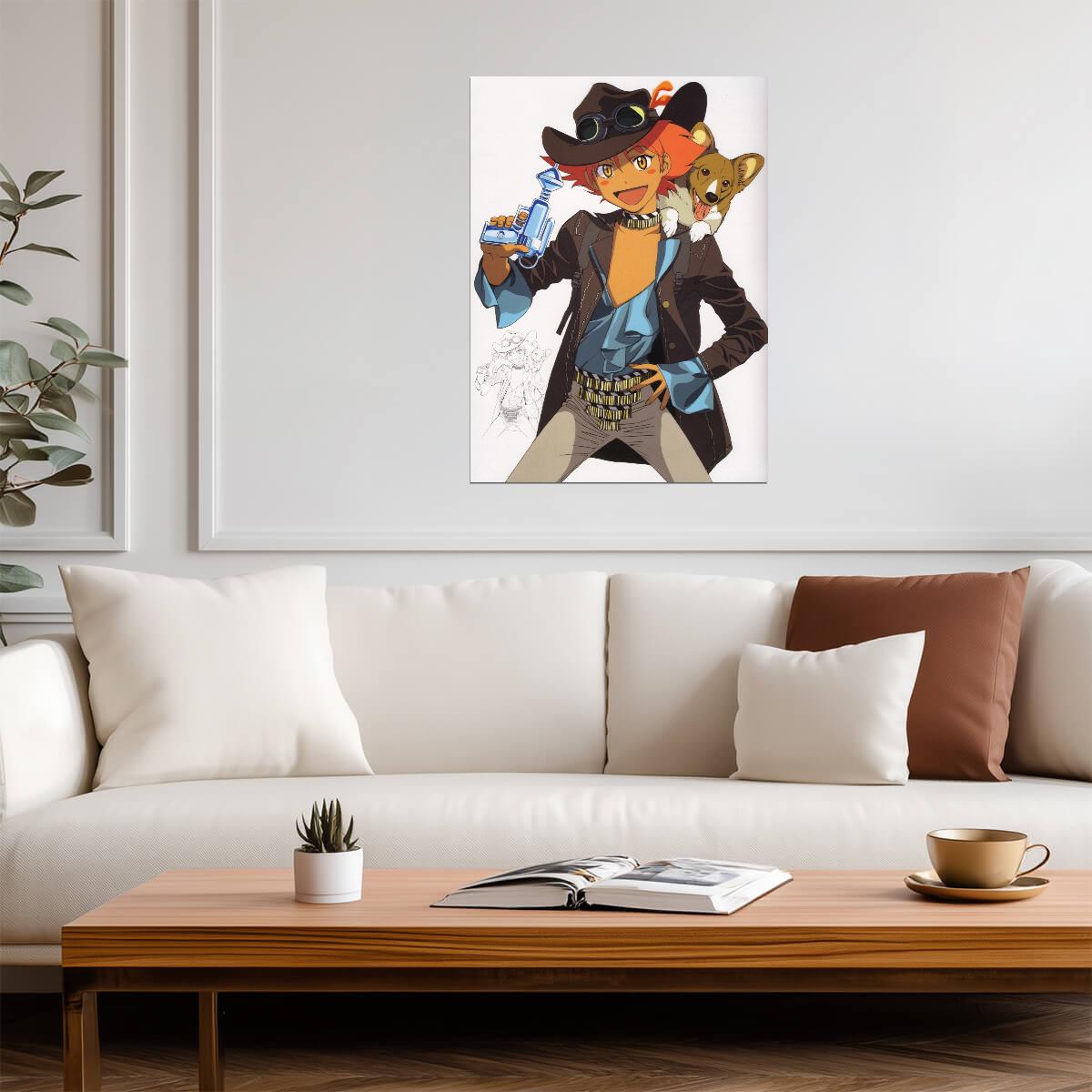 Cowboy Bebop Poster | Edward and Ein in Steampunk Outfits - Anime Poster