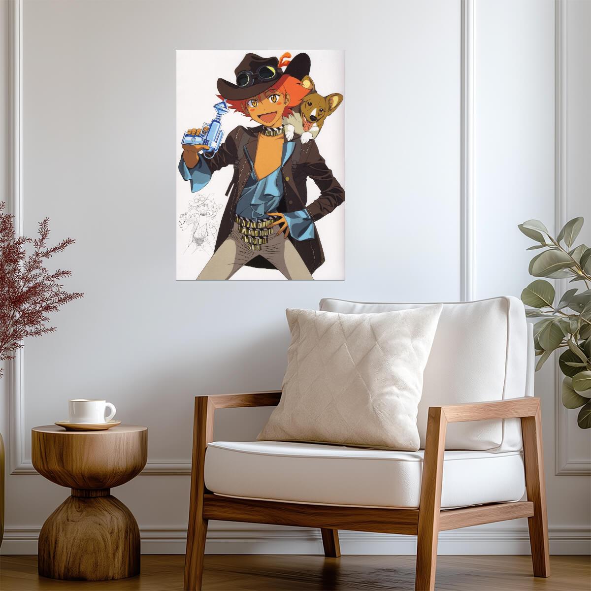 Cowboy Bebop Poster | Edward and Ein in Steampunk Outfits - Anime Poster