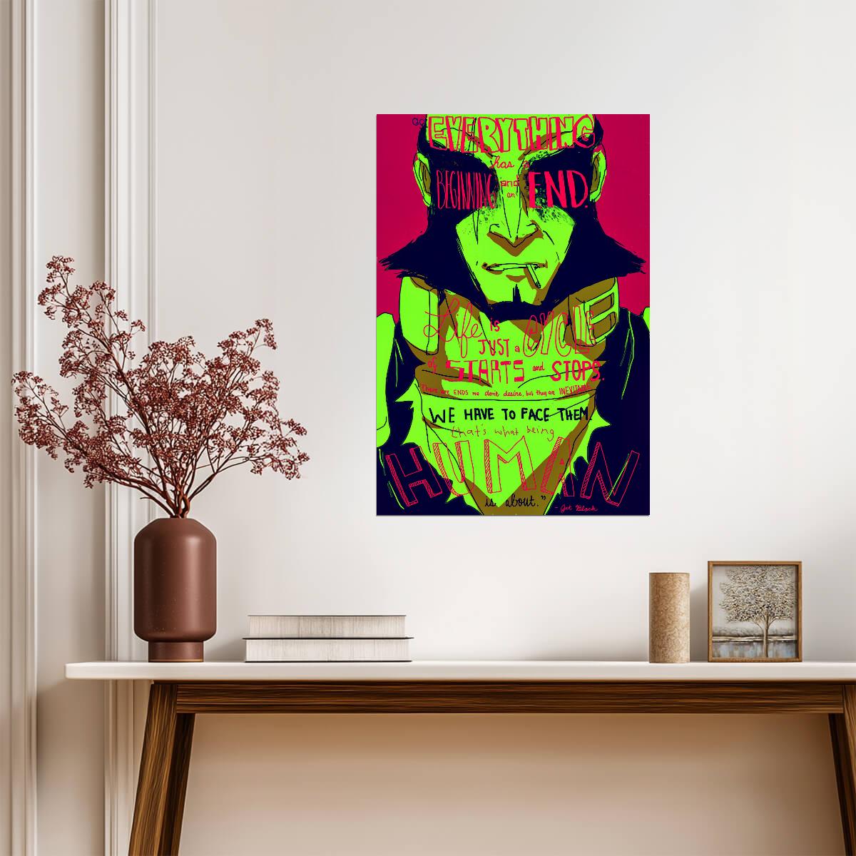 Cowboy Bebop Poster | Jet Black | Everything Has a Beginning - Anime Poster