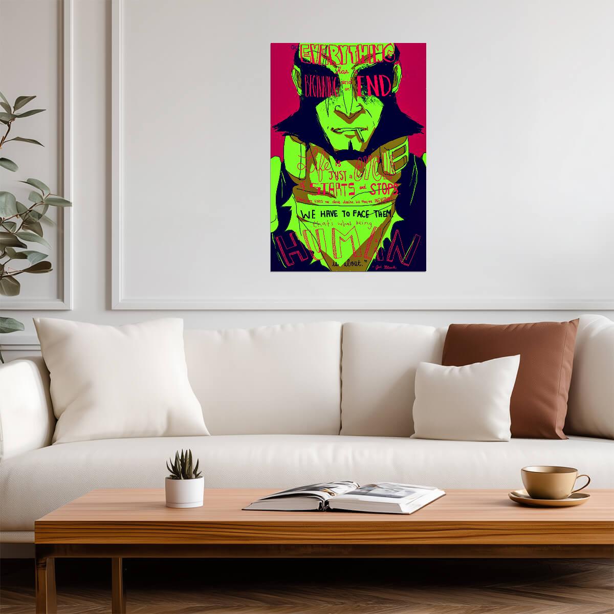 Cowboy Bebop Poster | Jet Black | Everything Has a Beginning - Anime Poster