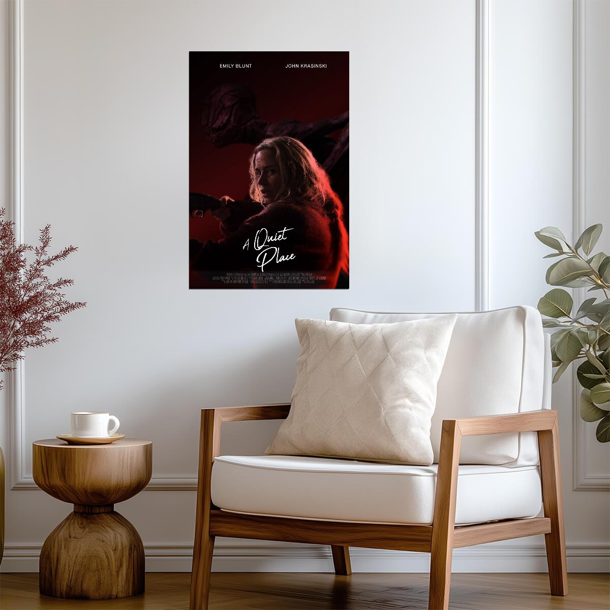 A Quiet Place Poster | Emily Blunt and Monster Red Horror Print - Movies & TV Poster