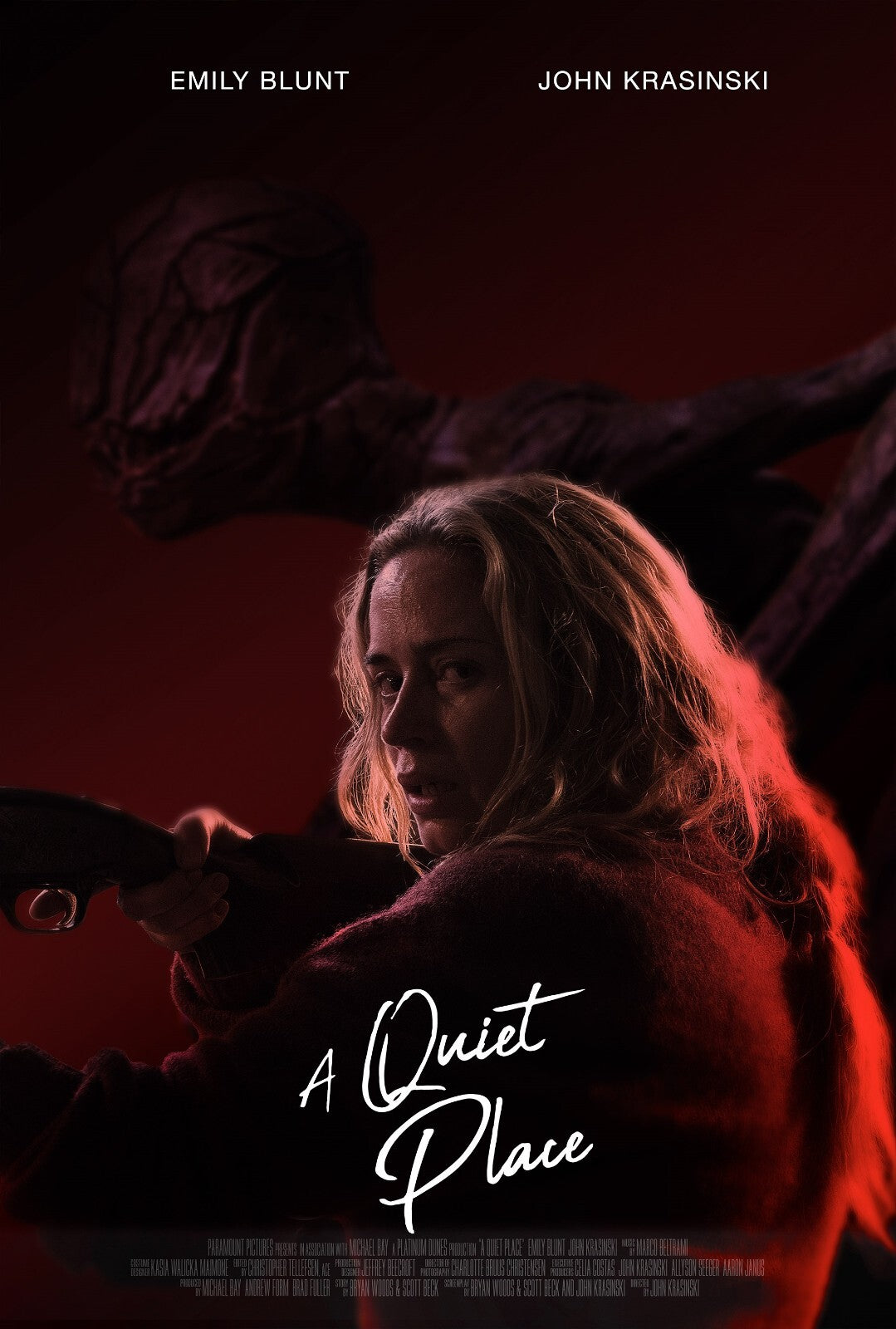 A Quiet Place Poster | Emily Blunt and Monster Red Horror Print - Movies & TV Poster
