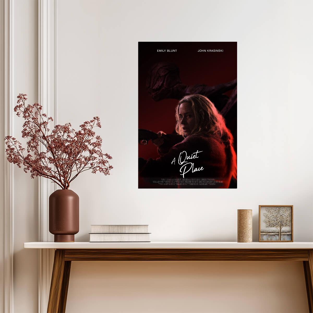 A Quiet Place Poster | Emily Blunt and Monster Red Horror Print - Movies & TV Poster