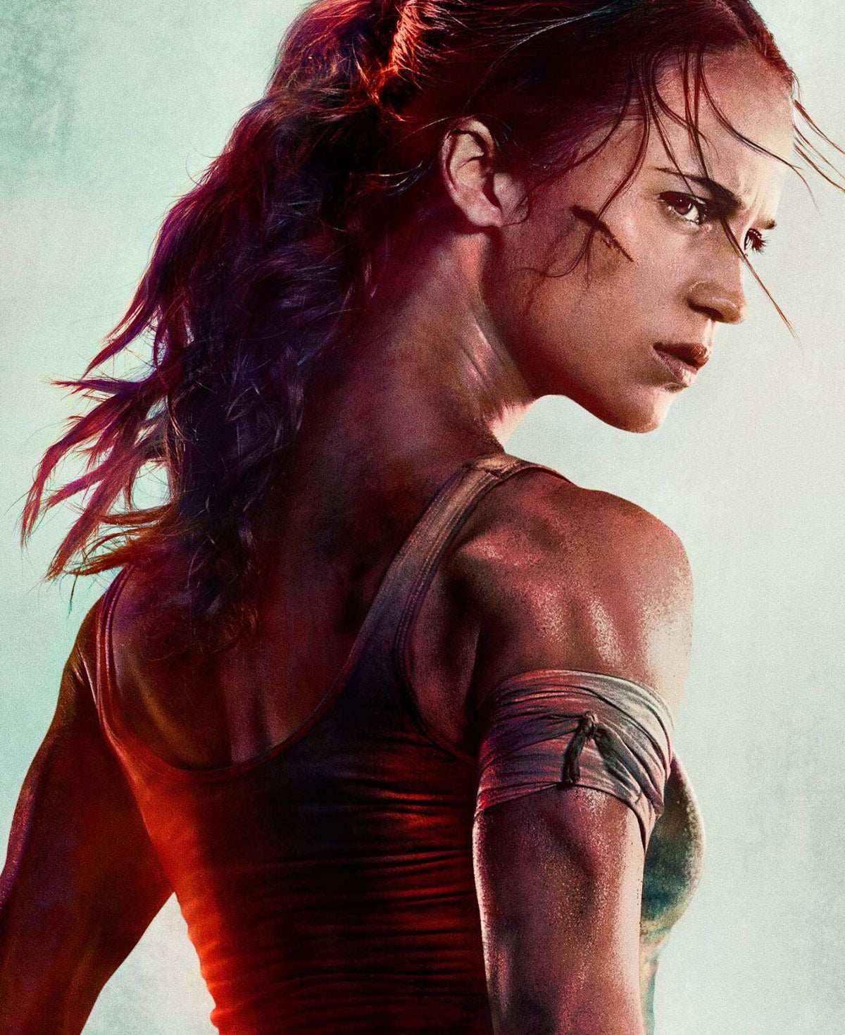 Tomb Raider 2018 Movie Poster | Lara Croft in Profile | Red Portrait Illustration - Movies & TV Poster