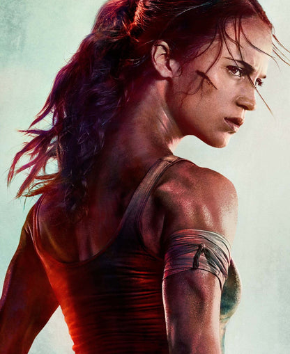 Tomb Raider 2018 Movie Poster | Lara Croft in Profile | Red Portrait Illustration - Movies & TV Poster