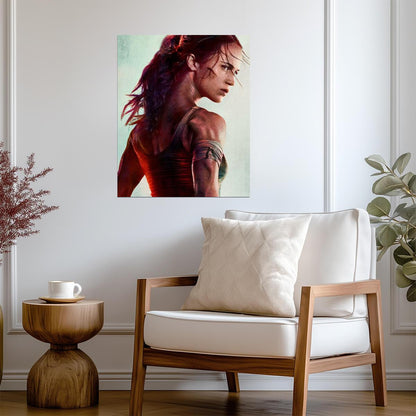 Tomb Raider 2018 Movie Poster | Lara Croft in Profile | Red Portrait Illustration - Movies & TV Poster