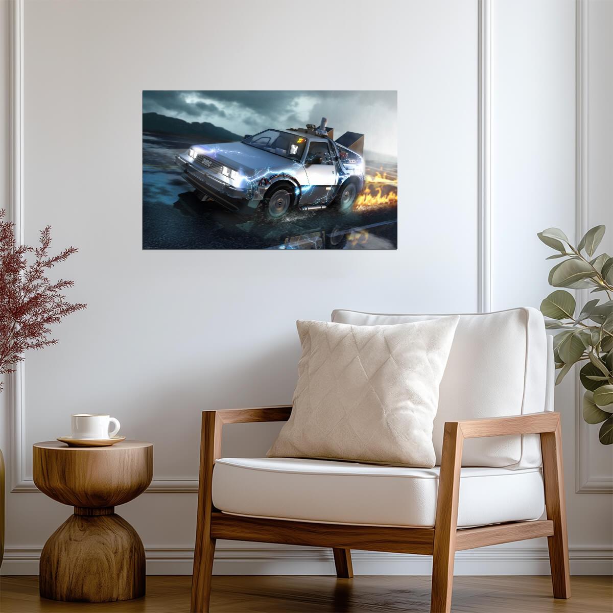 Back to the Future Movie Poster | DeLorean Speeding through Fire - Movies & TV Poster