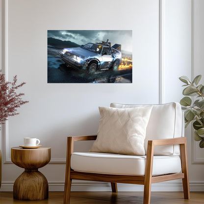 Back to the Future Movie Poster | DeLorean Speeding through Fire - Movies & TV Poster