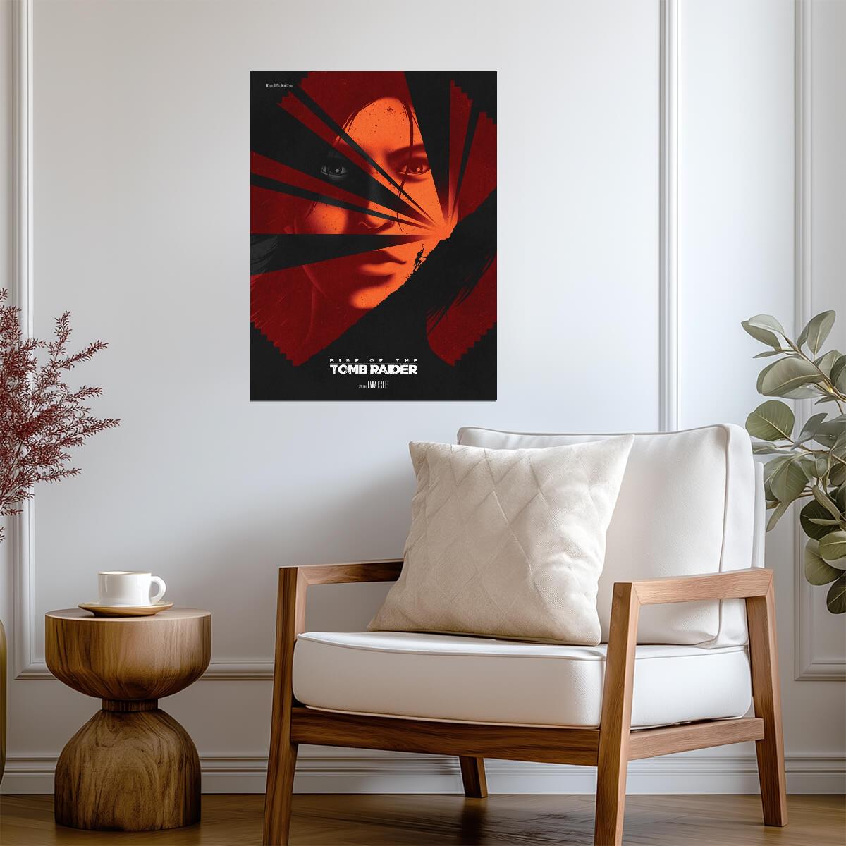 Tomb Raider 2018 Movie Poster | Lara Croft's Face in Red Geometric Fragments - Movies & TV Poster