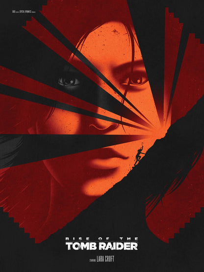 Tomb Raider 2018 Movie Poster | Lara Croft's Face in Red Geometric Fragments - Movies & TV Poster