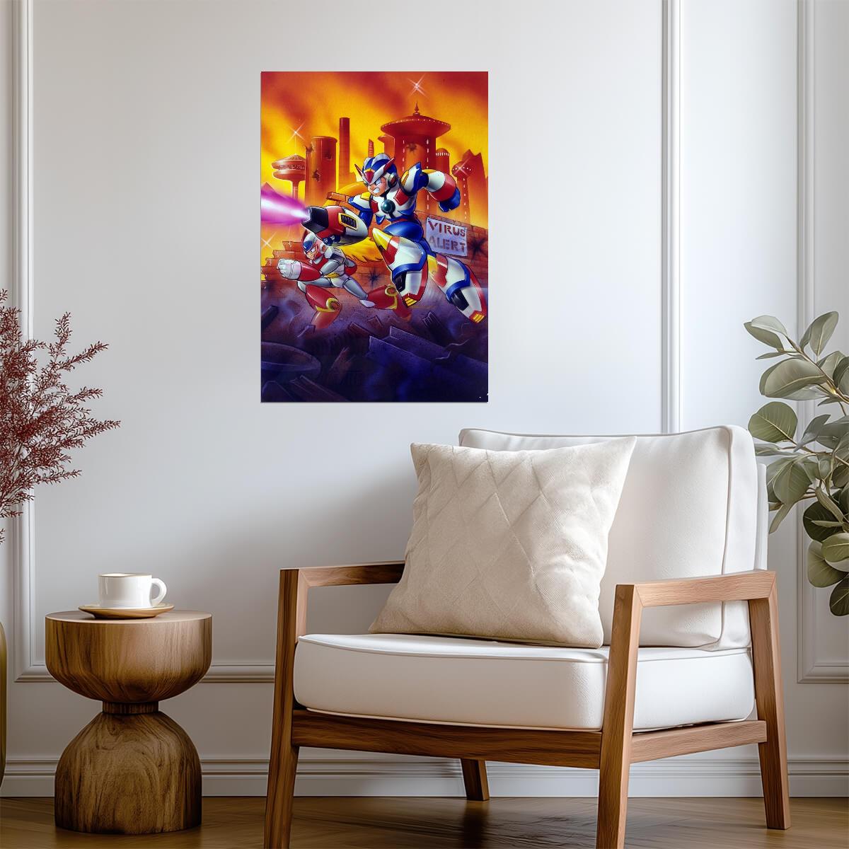 Mega Man X Poster | X and Zero in a Futuristic City - Video Games Poster