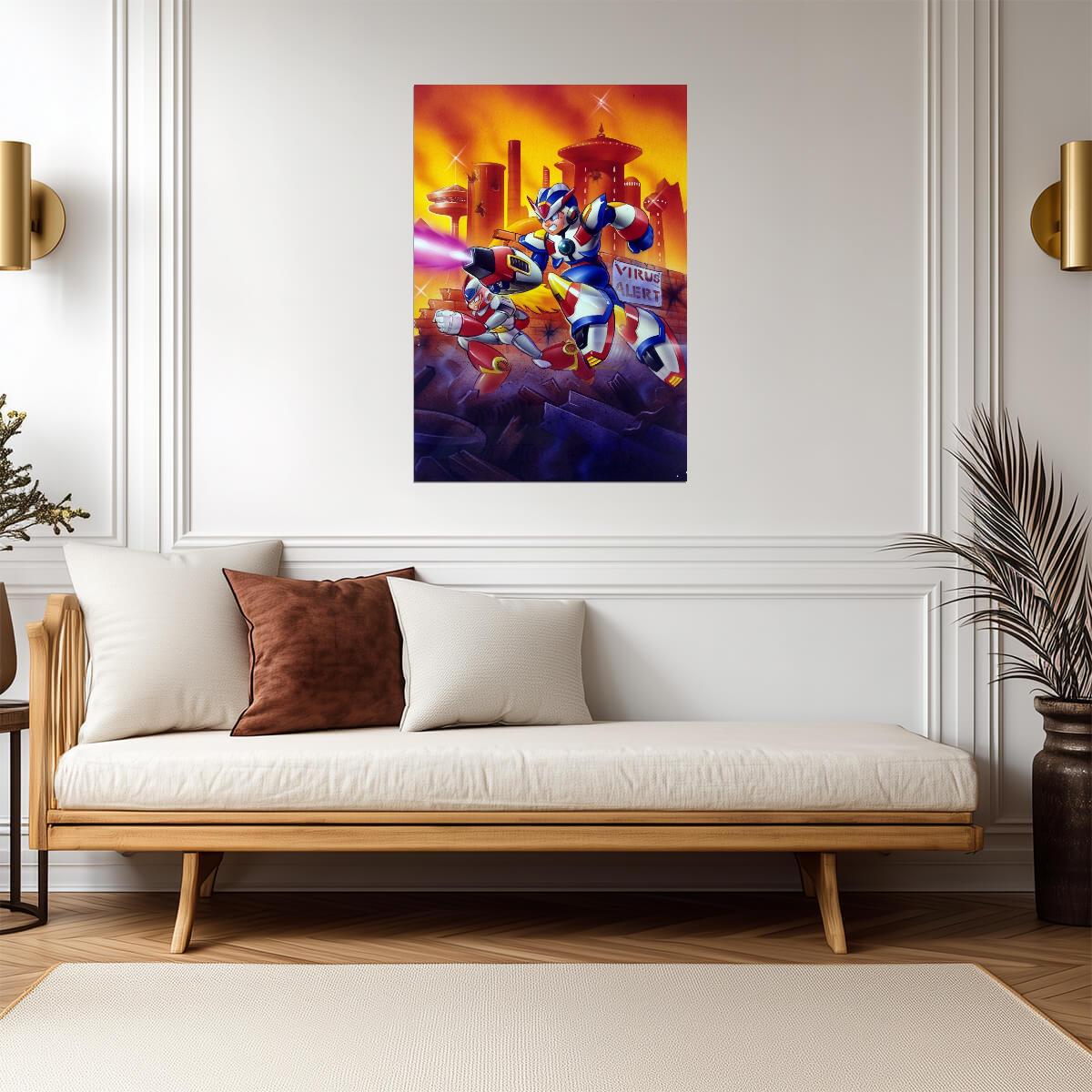 Mega Man X Poster | X and Zero in a Futuristic City - Video Games Poster