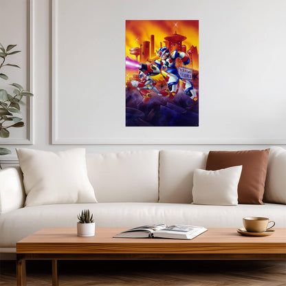 Mega Man X Poster | X and Zero in a Futuristic City - Video Games Poster